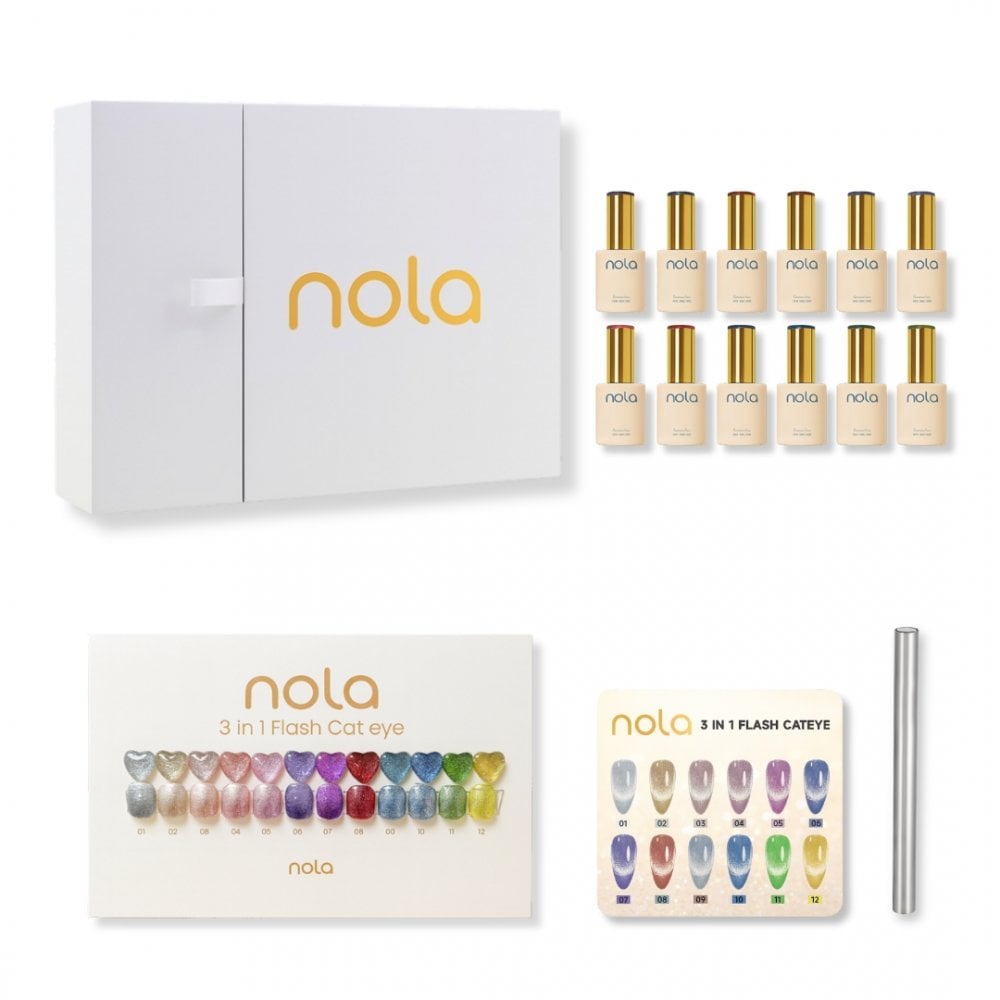 NOLA GEL POLISH 3IN1 FLASH CAT EYE COLLECTION 15ML - FULL SET (12PC)