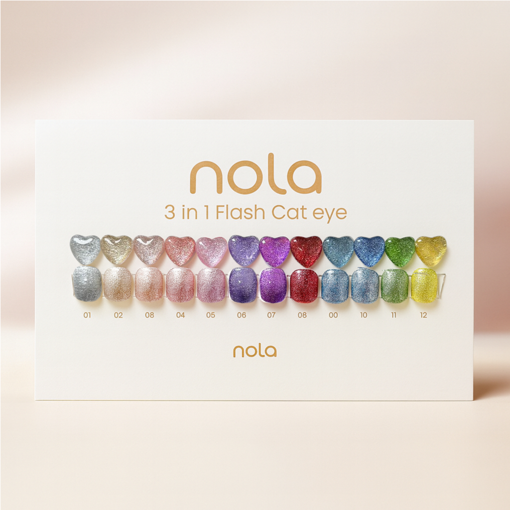NOLA GEL POLISH 3IN1 FLASH CAT EYE COLLECTION 15ML - FULL SET (12PC)